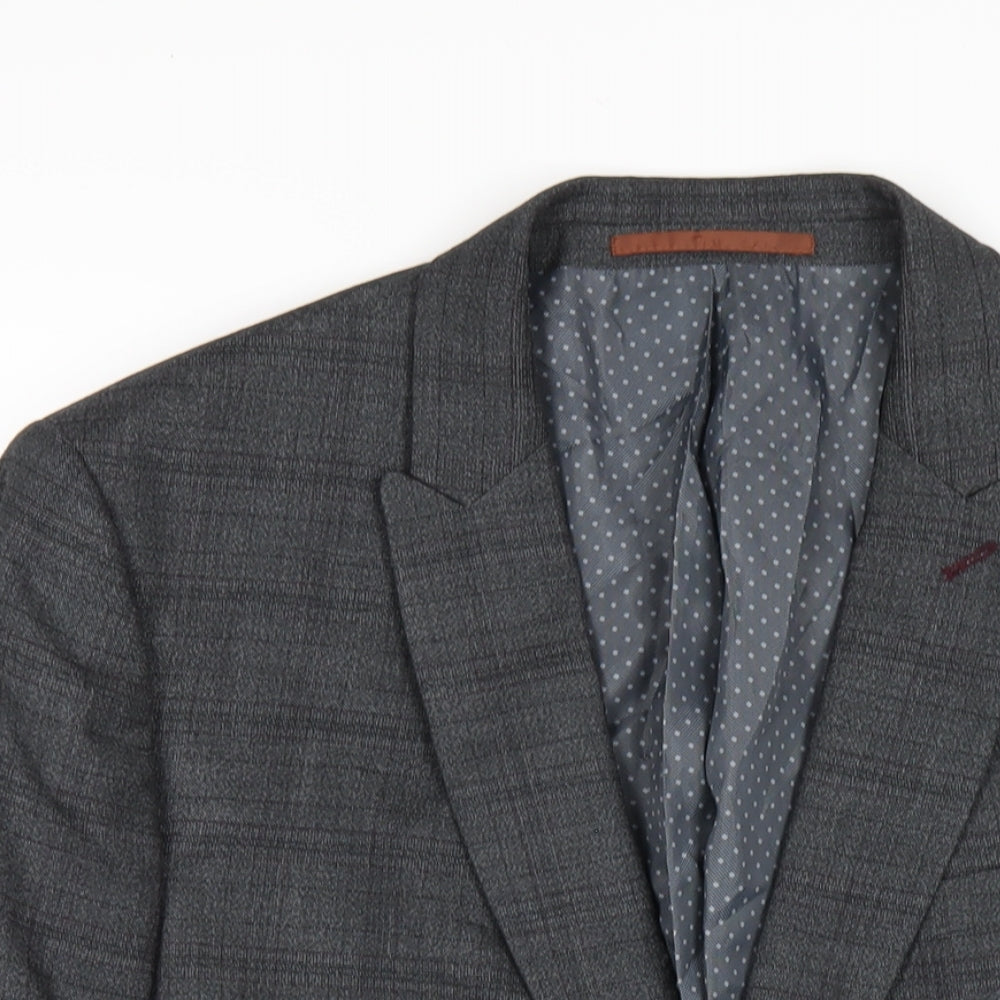 Burton Mens Grey Polyester Jacket Blazer Size 46 Regular