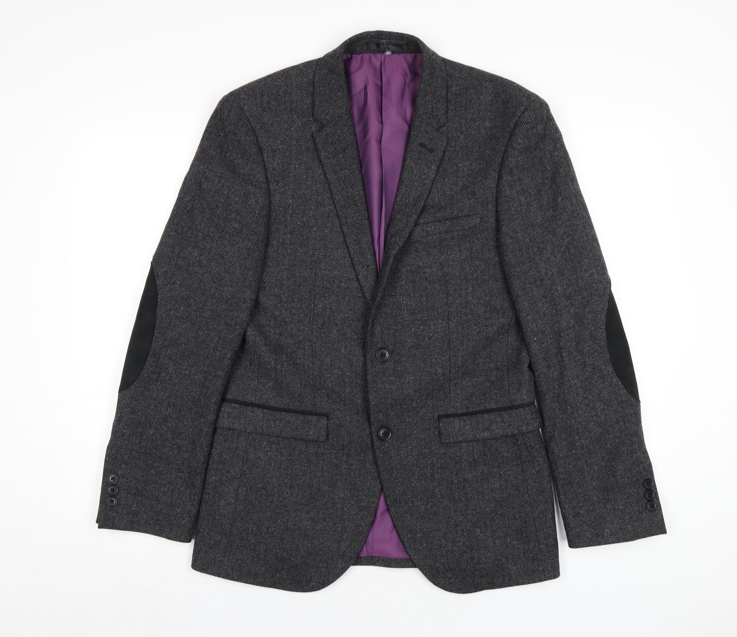 Fellini Mens Grey Wool Jacket Blazer Size 36 Regular