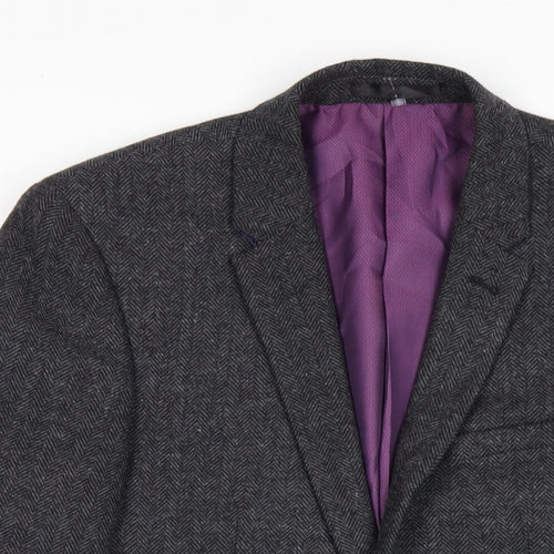 Fellini Mens Grey Wool Jacket Blazer Size 36 Regular