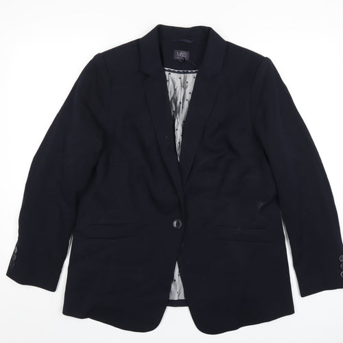 Marks and Spencer Womens Blue Polyester Jacket Blazer Size 18