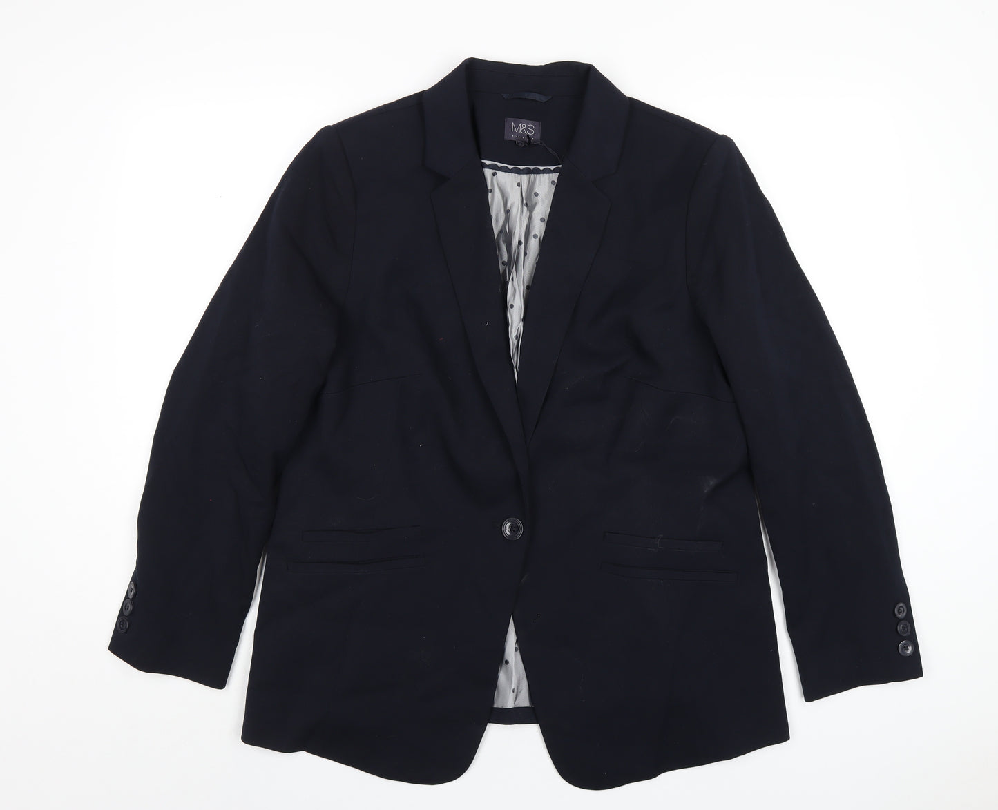 Marks and Spencer Womens Blue Polyester Jacket Blazer Size 18