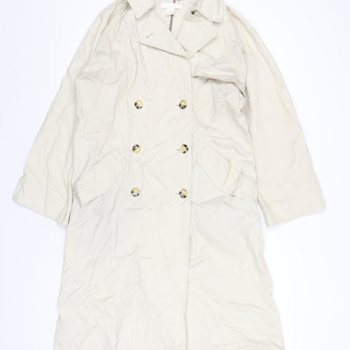 H&M Womens Beige Trench Coat Coat Size S Button