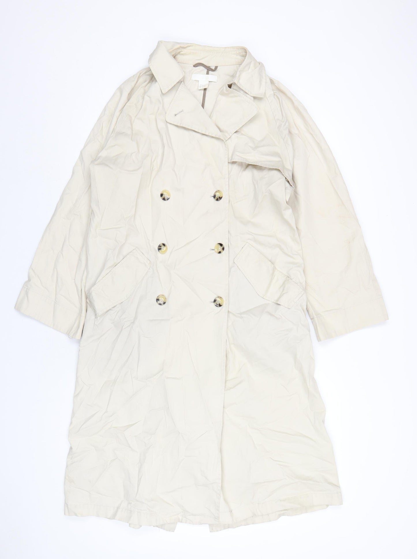 H&M Womens Beige Trench Coat Coat Size S Button