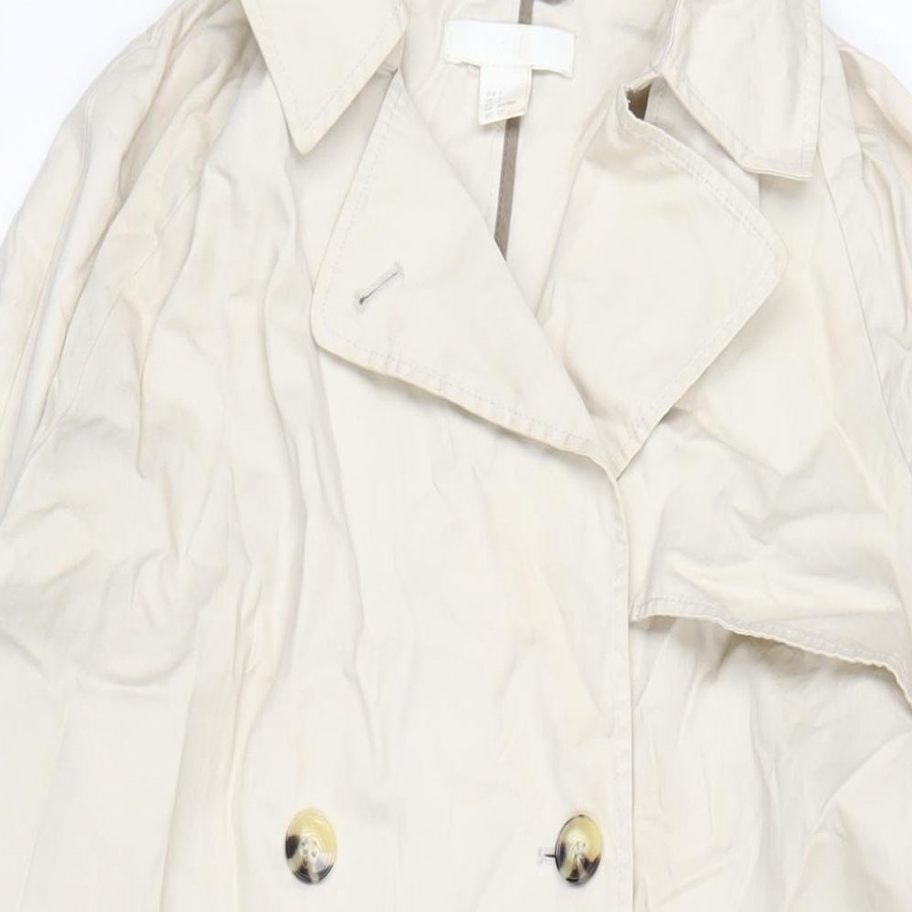 H&M Womens Beige Trench Coat Coat Size S Button