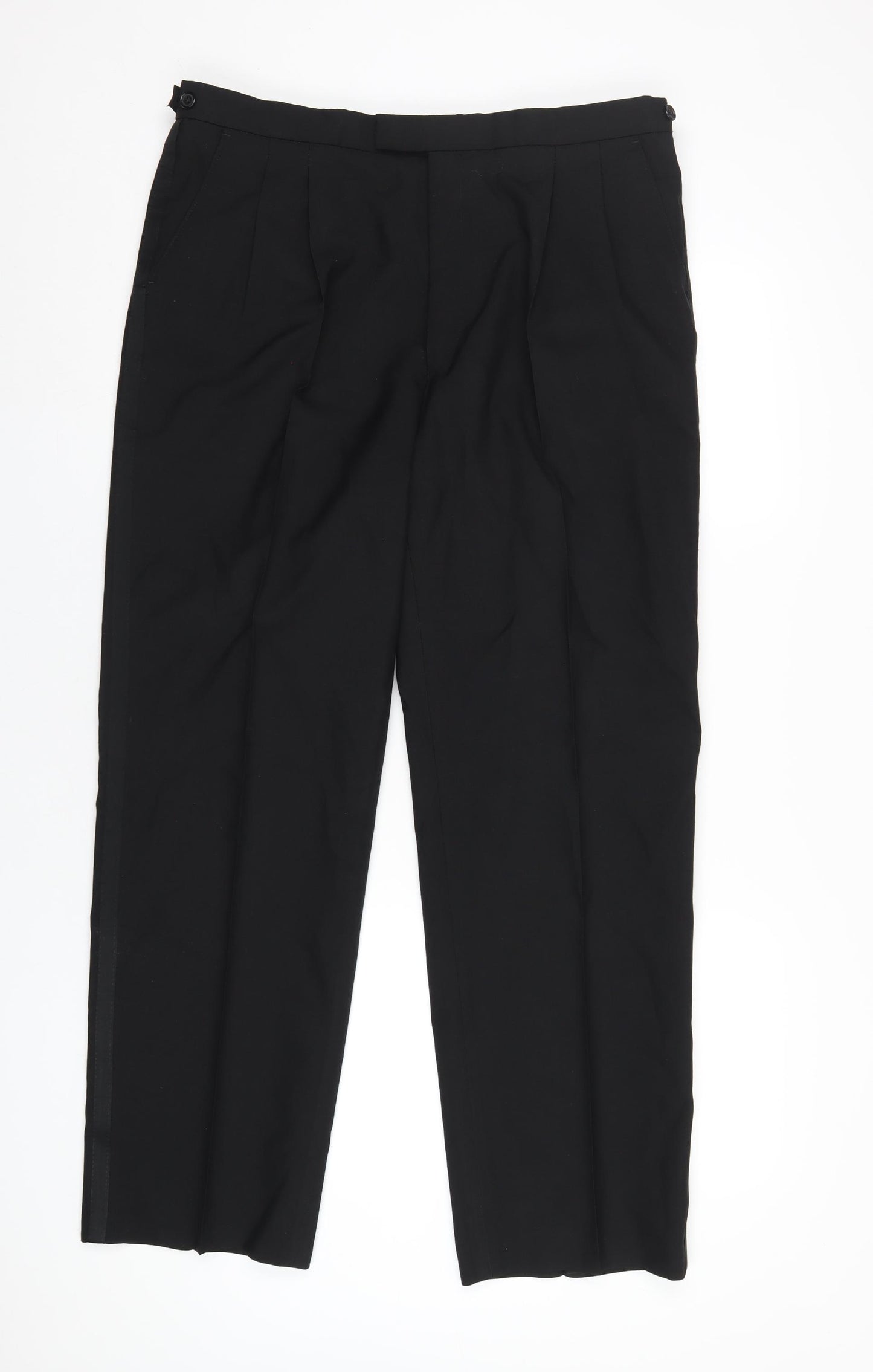 The Label Mens Black Polyester Tuxedo Suit Trousers Size 38 Regular