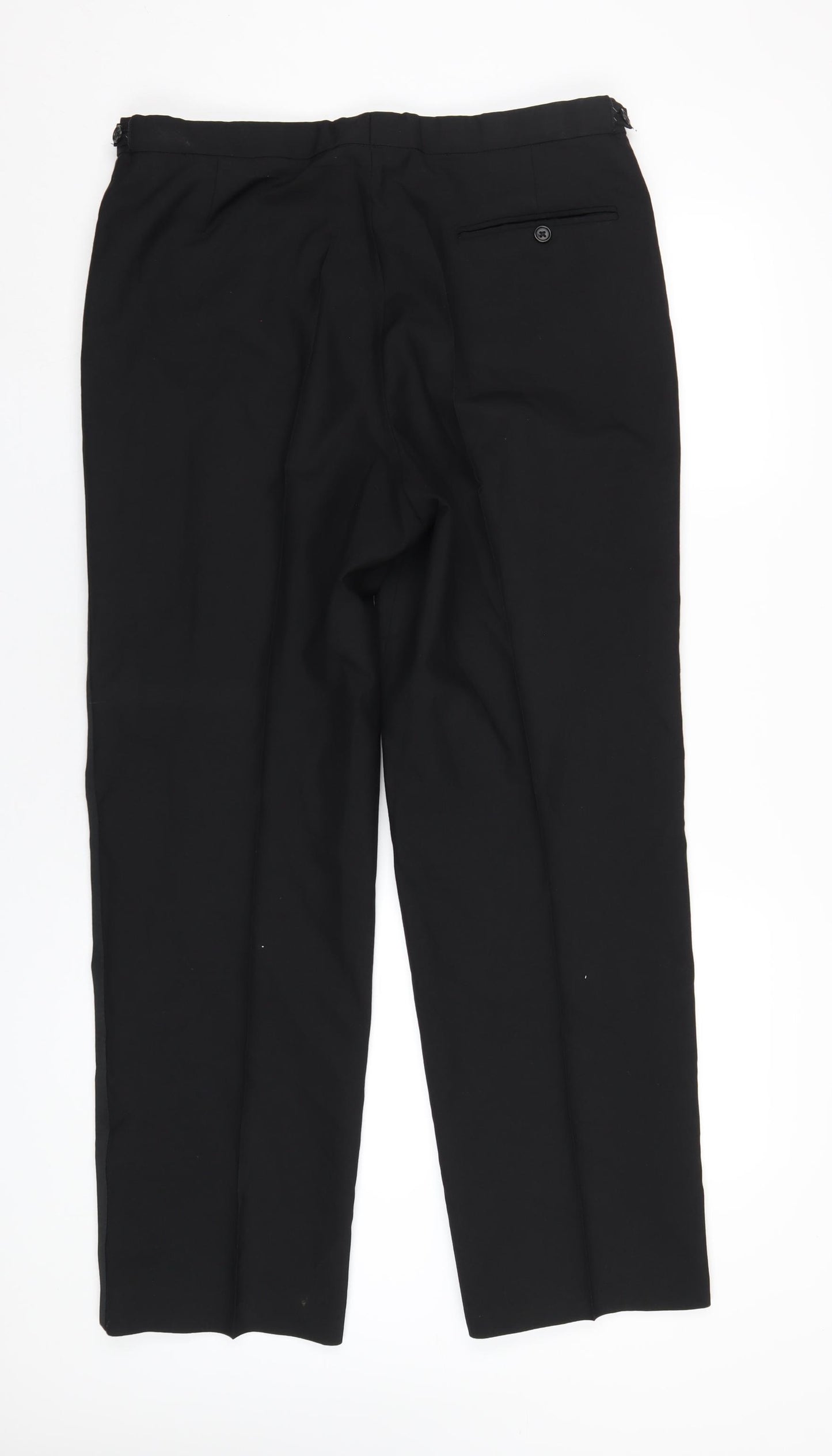 The Label Mens Black Polyester Tuxedo Suit Trousers Size 38 Regular