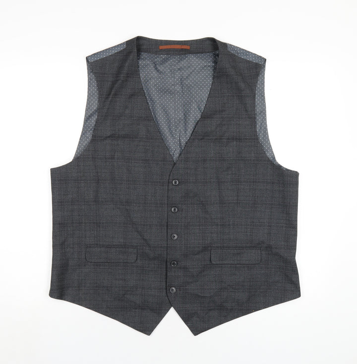 Burton Mens Grey Polyester Jacket Suit Waistcoat Size XL Regular