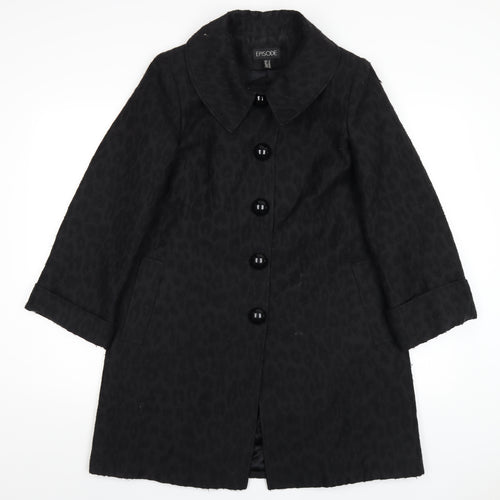 Episode Womens Black Overcoat Coat Size 10 Button