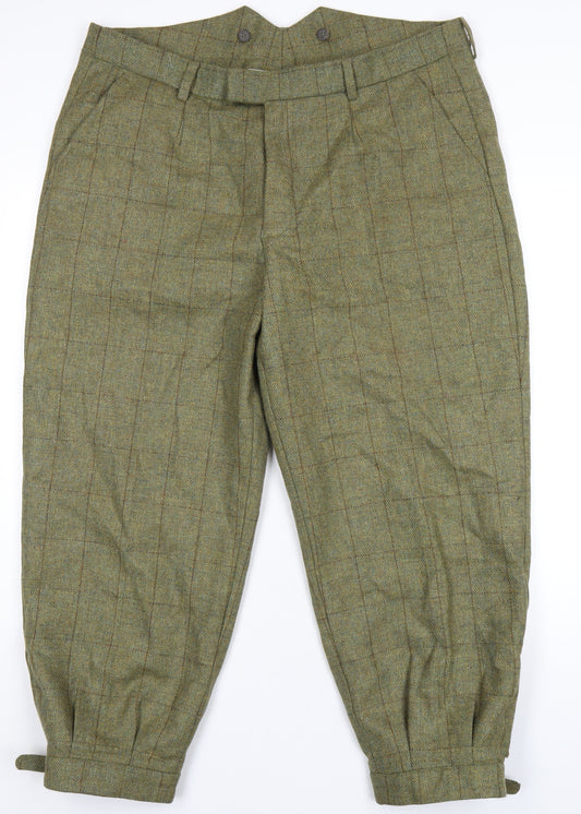 Saxon Tweed Mens Green Plaid Wool Dress Pants Trousers Size 38 in L27 in Regular Zip