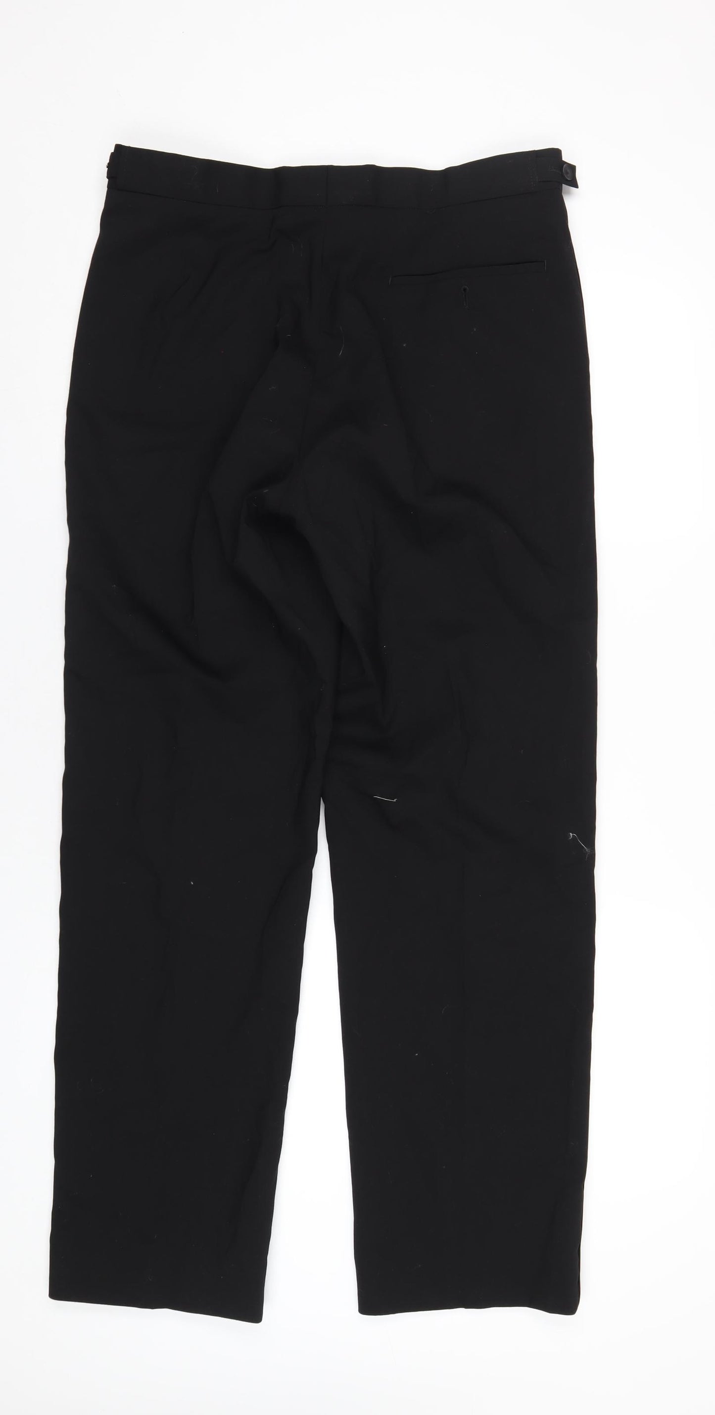 Moss Bros Mens Black Polyester Tuxedo Suit Trousers Size 36 Regular