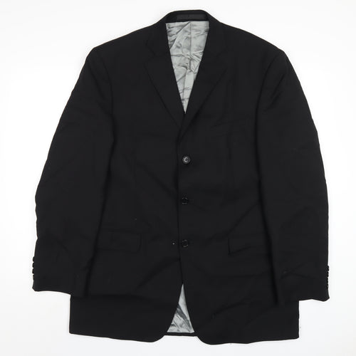 Marks and Spencer Mens Black Wool Jacket Blazer Size 42 Regular