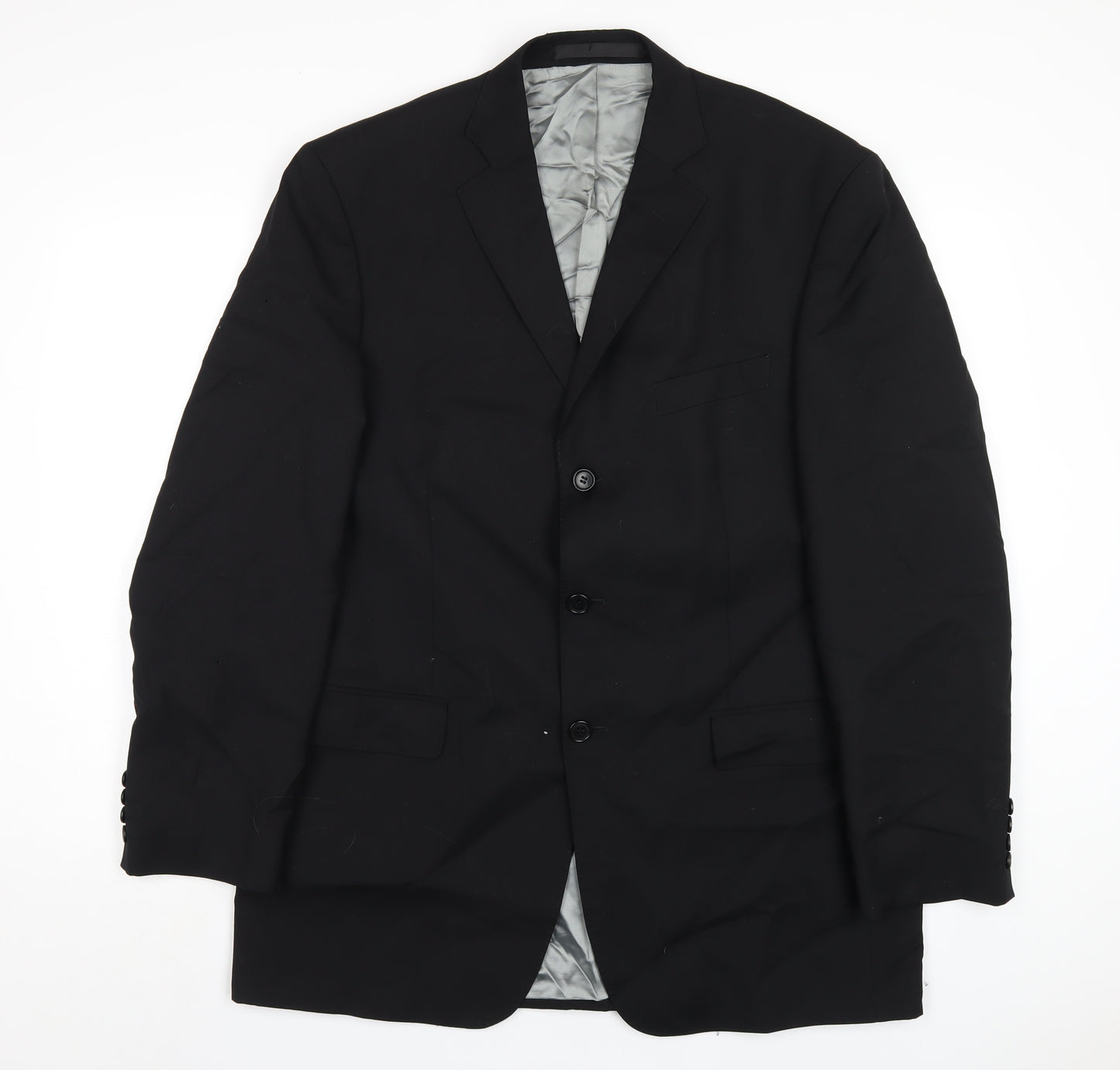 Marks and Spencer Mens Black Wool Jacket Blazer Size 42 Regular