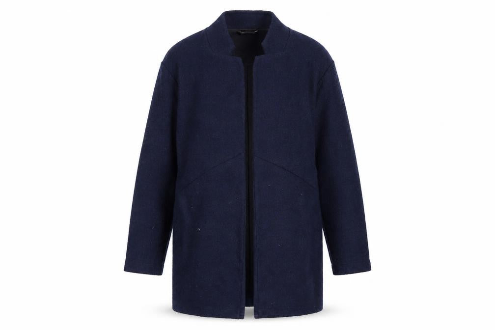 Front view of Marks & Spencer women’s blue jacket, size UK 8
