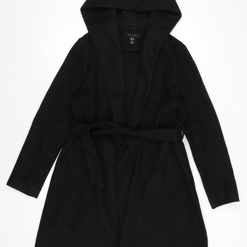 New Look Womens Black Overcoat Coat Size 12 Tie