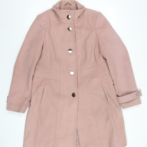 Marks and Spencer Womens Pink Overcoat Coat Size 14 Button