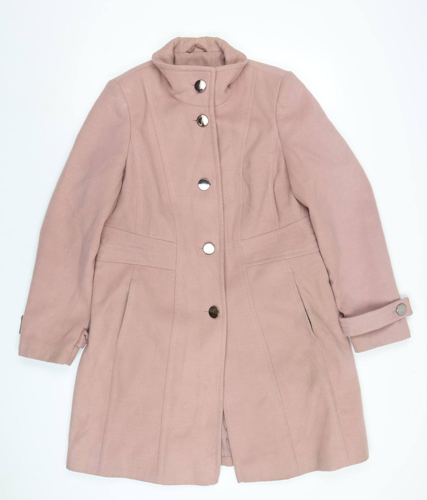 Marks and Spencer Womens Pink Overcoat Coat Size 14 Button