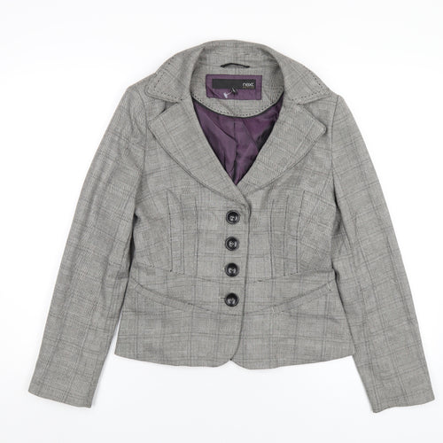 NEXT Womens Grey Plaid Polyester Jacket Blazer Size 8