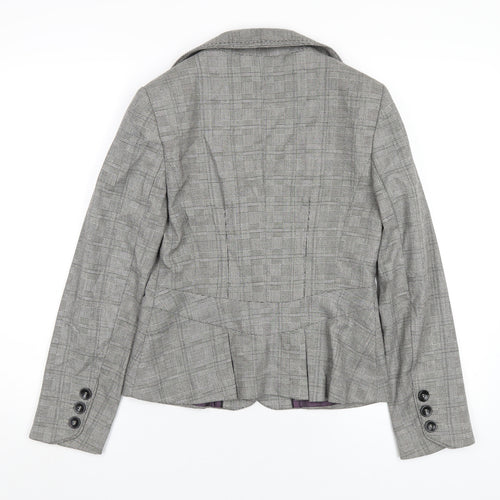 NEXT Womens Grey Plaid Polyester Jacket Blazer Size 8