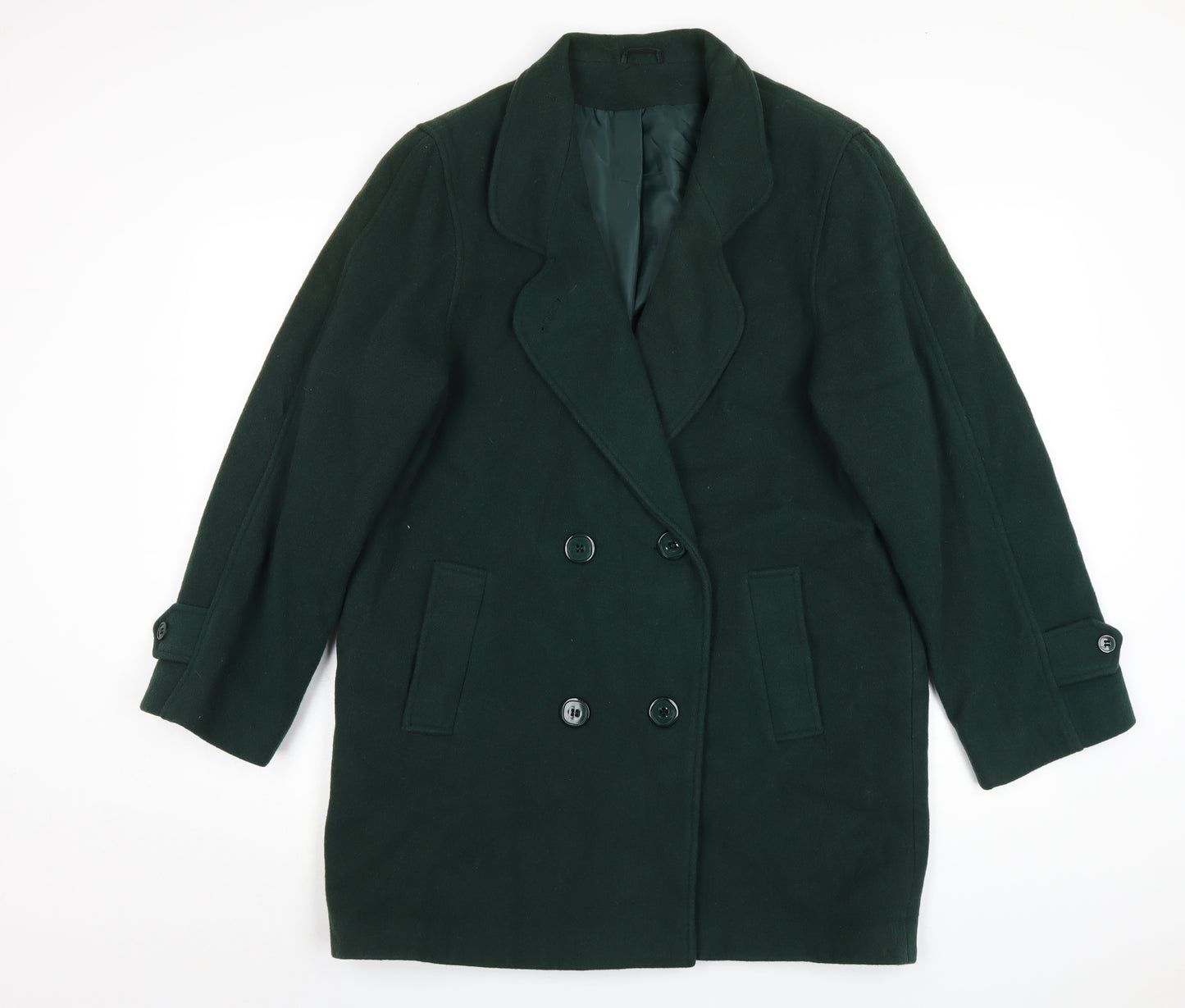 C&A Womens Green Overcoat Coat Size 12 Button