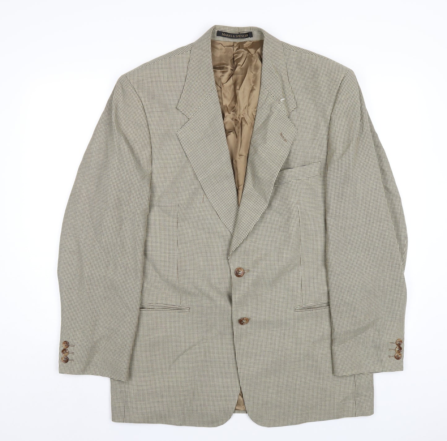 Marks and Spencer Mens Beige Wool Jacket Blazer Size 40 Regular