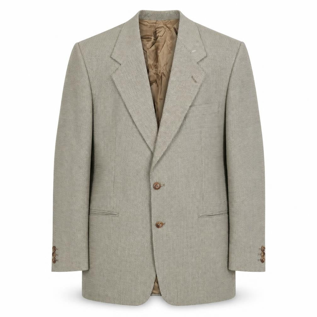 Front view of Marks & Spencer men’s beige wool jacket blazer, size 40, regular