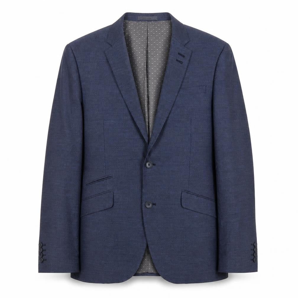 Front view of Cedarwood State men’s blue polyester jacket blazer, size 38, regular
