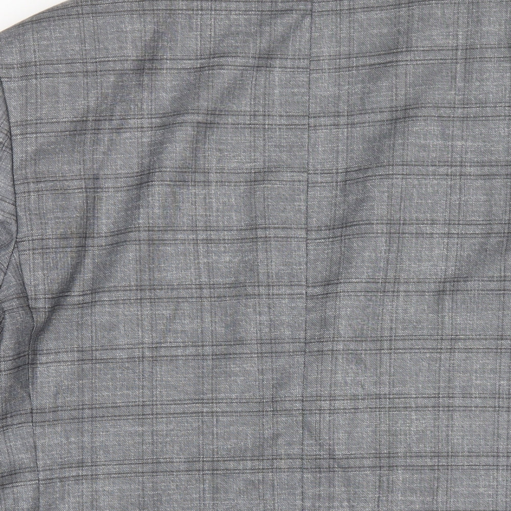 Tom Silk Mens Grey Plaid Viscose Jacket Blazer Size 42 Regular