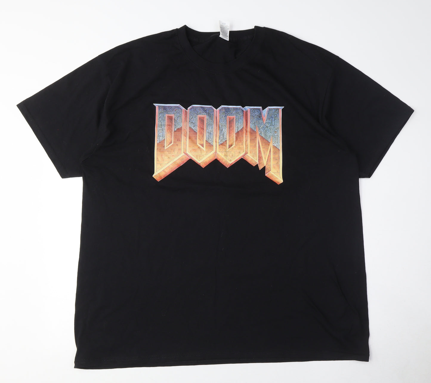 Doom Men's Black Cotton T-Shirt, Large, Crew Neck