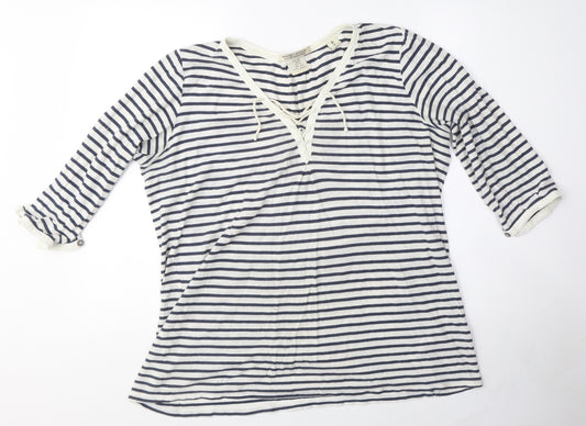 Maison Scotch Women's Striped Tunic White Blue S