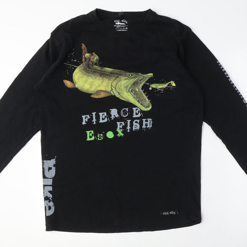 Fladen Fishing Men's Black Long Sleeve Graphic T-Shirt M