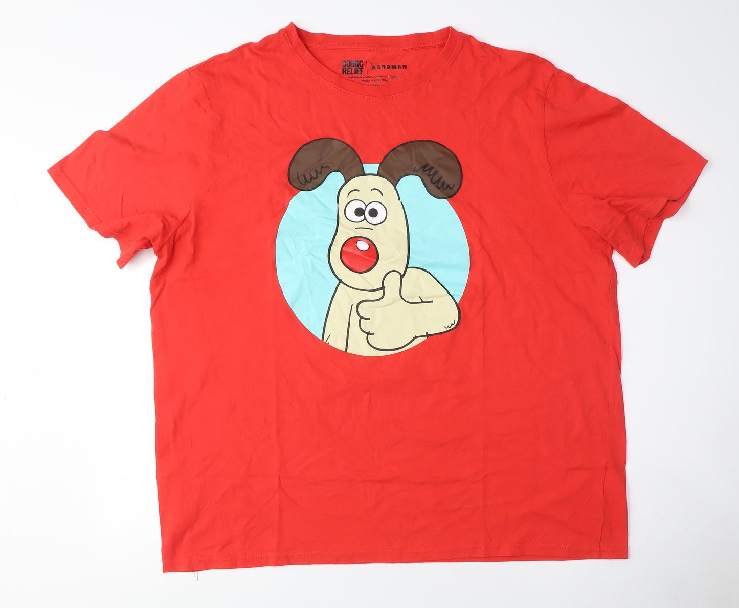 Comic Relief Wallace & Gromit Red Men's L Cartoon T-Shirt