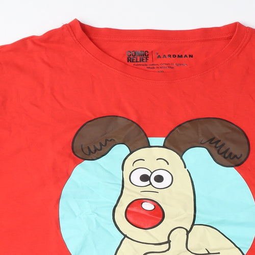 Comic Relief Wallace & Gromit Red Men's L Cartoon T-Shirt
