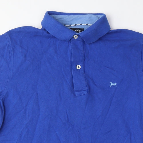 Hampden Men's Blue Medium Cotton Polo Shirt