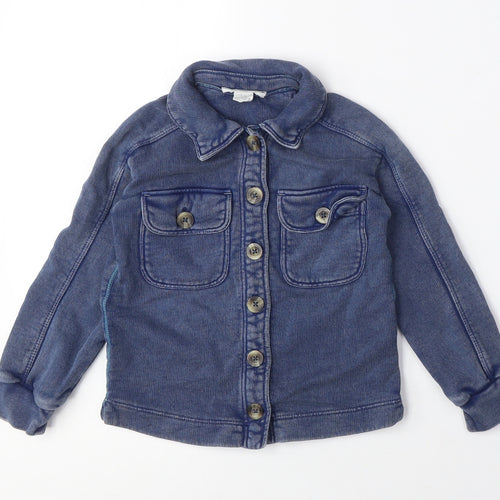 Girls Blue Button-Up Shirt 4-5 Years Regular Fit Cotton