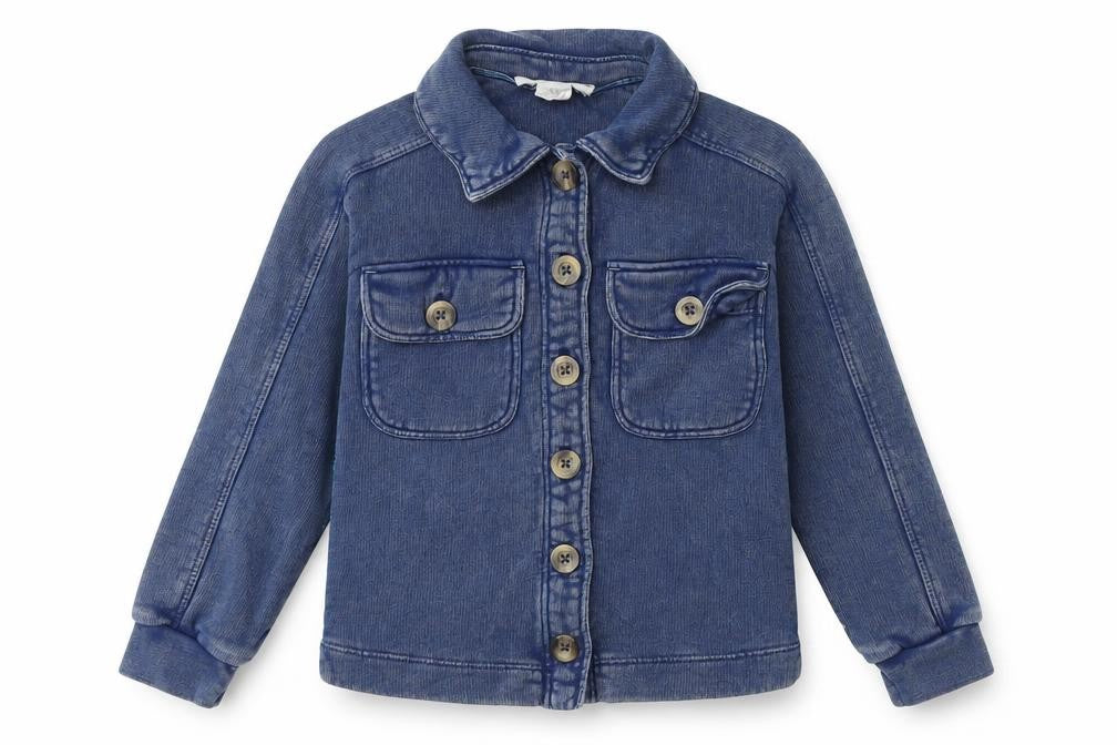 Girls Blue Button-Up Shirt 4-5 Years Regular Fit Cotton