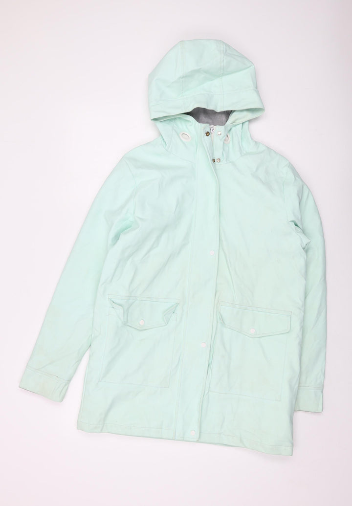 Charcoal Womens Blue Rain Coat Coat Size 12 Zip