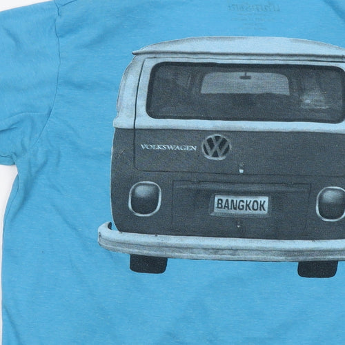 Volkswagen Mens Blue Cotton T-Shirt Size L V-Neck