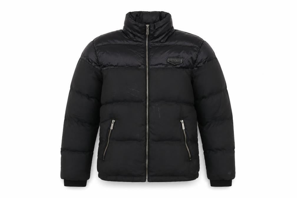 Front view of Supply & Demand Co. men’s black jacket, size XS, zip