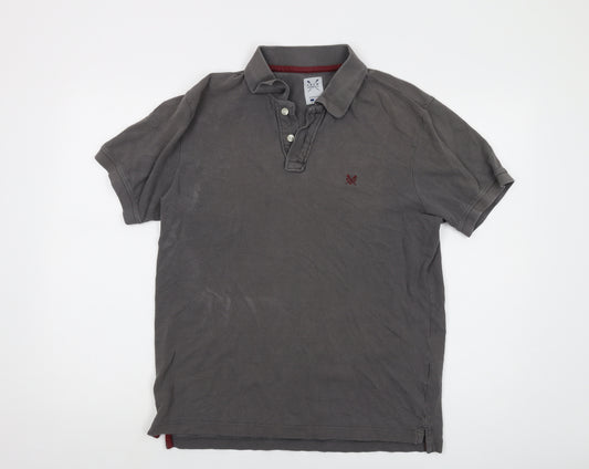 Crew Clothing Mens Grey Cotton Polo Size M Collared Button