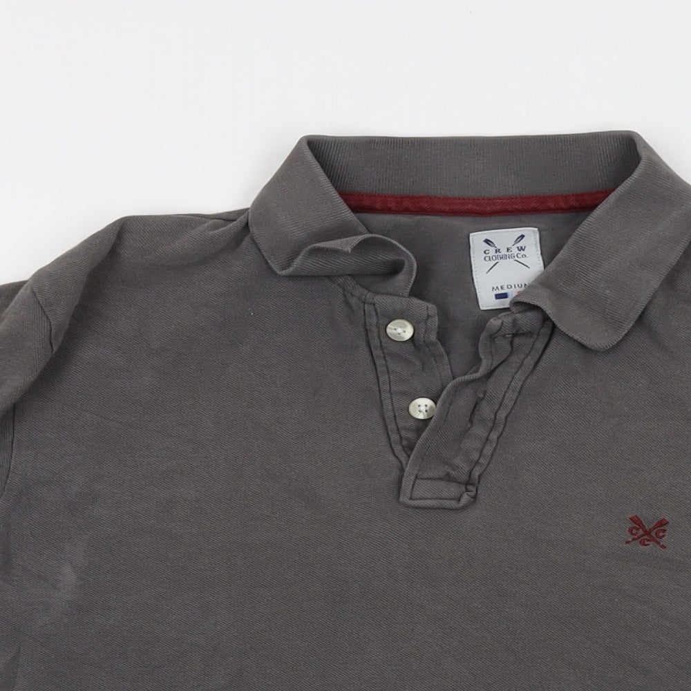 Crew Clothing Mens Grey Cotton Polo Size M Collared Button