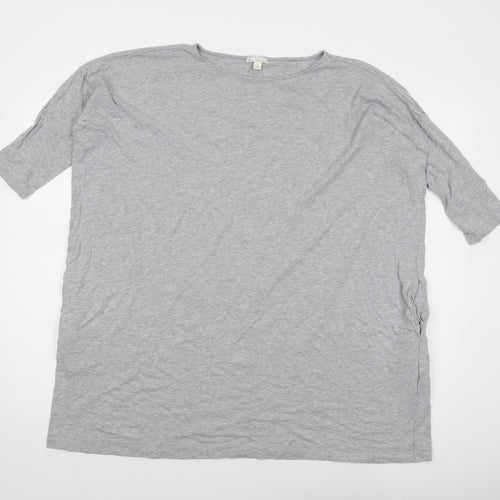 Gap Womens Grey Cotton Basic Blouse Size S Round Neck