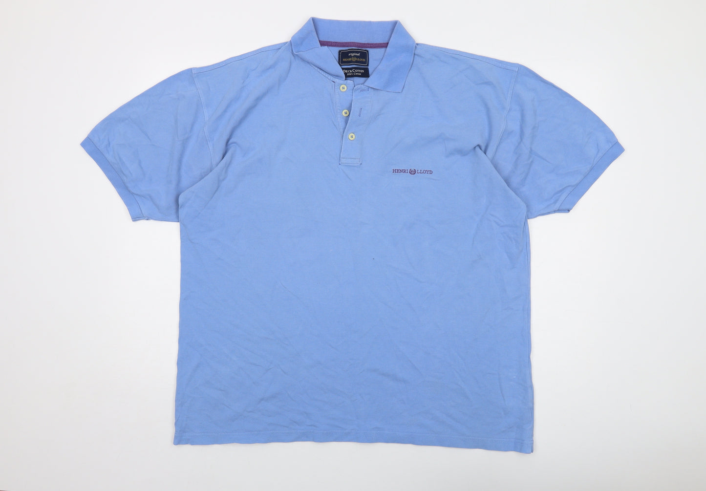 Henri Lloyd Mens Blue Cotton Polo Size 2XL Collared Button