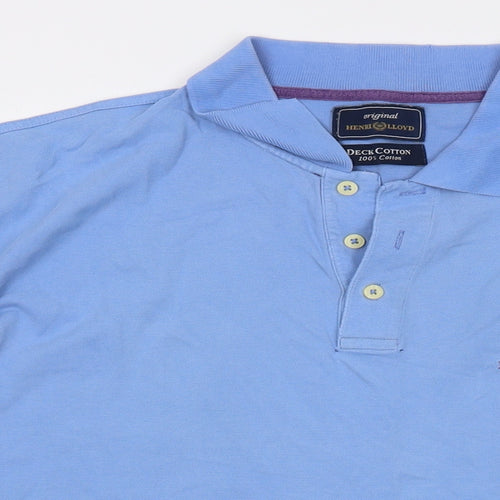 Henri Lloyd Mens Blue Cotton Polo Size 2XL Collared Button