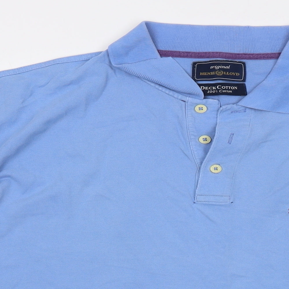 Henri Lloyd Mens Blue Cotton Polo Size 2XL Collared Button