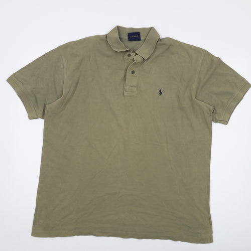 Polo Ralph Lauren Mens Green Cotton Polo Size 2XL Collared Button