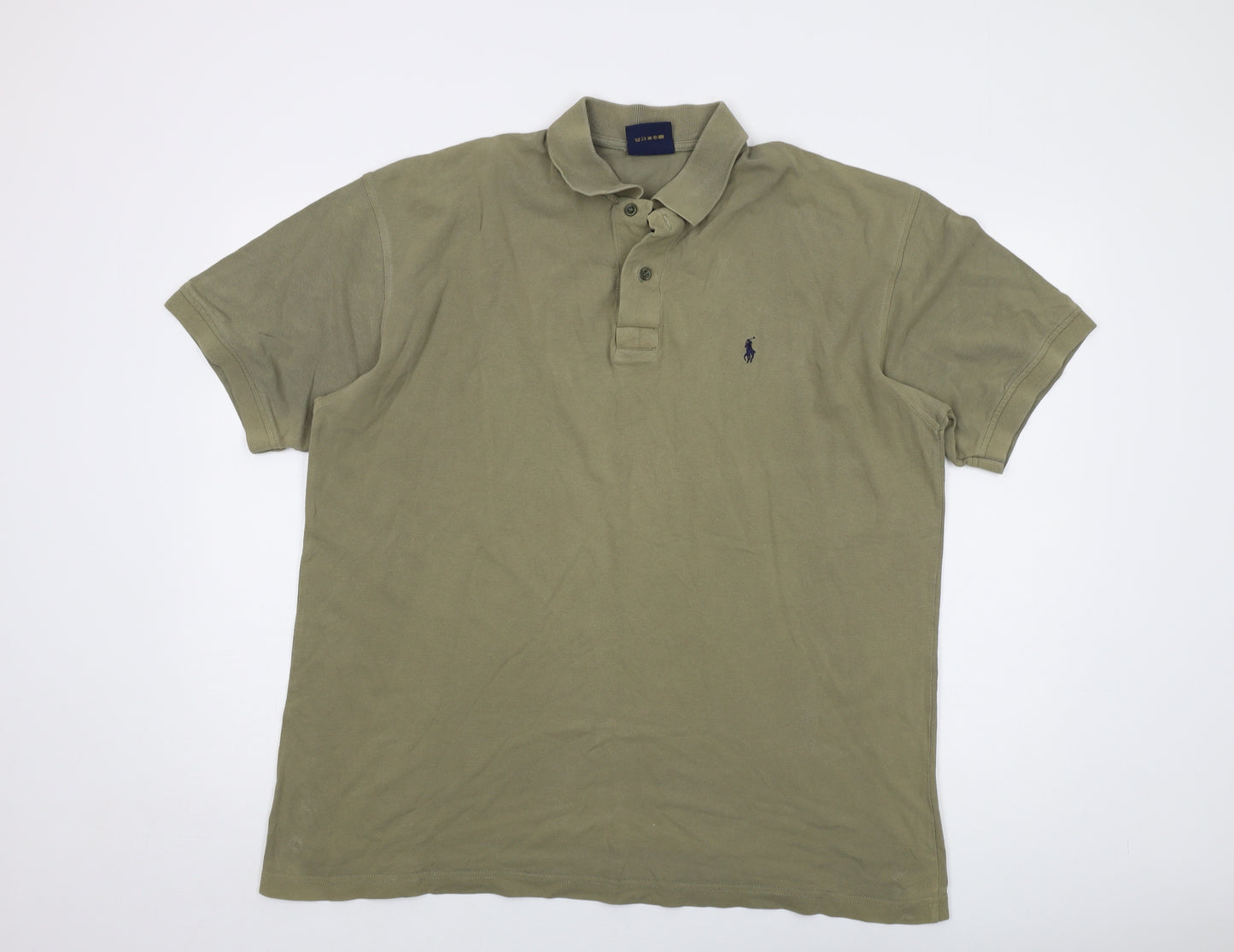 Polo Ralph Lauren Mens Green Cotton Polo Size 2XL Collared Button