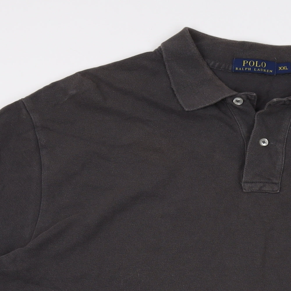 Polo Ralph Lauren Mens Grey Cotton Polo Size 2XL Collared Button