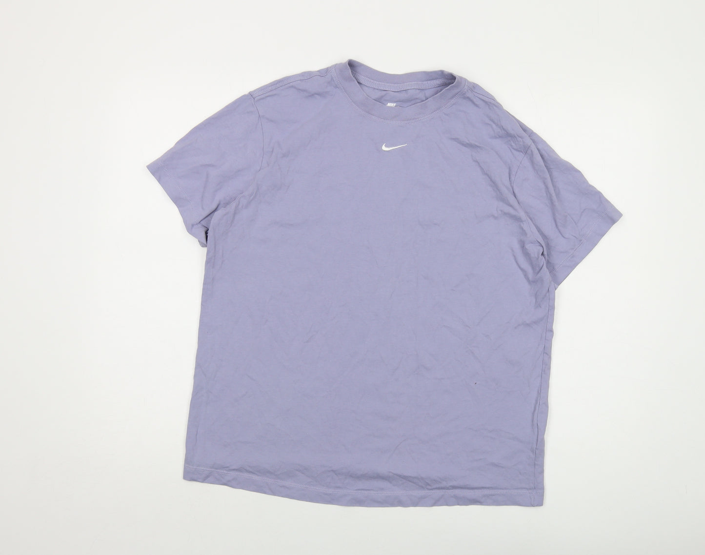 Nike Womens Purple Cotton Basic T-Shirt Size S Crew Neck