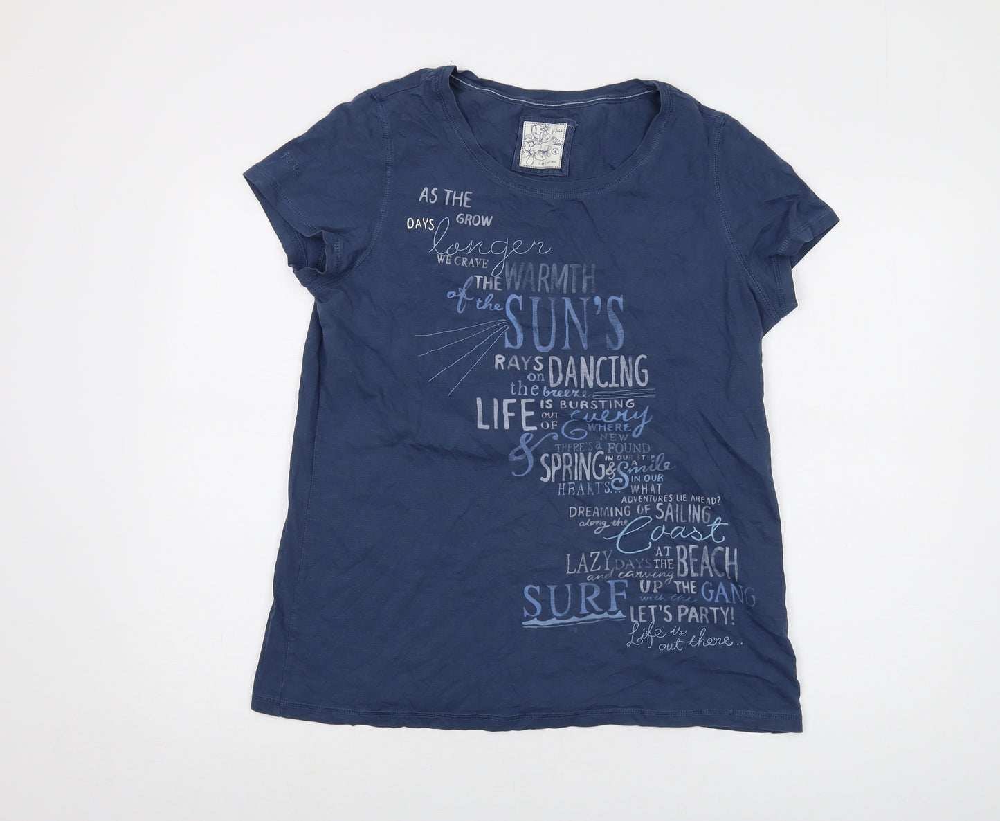 Fat Face Womens Blue Cotton Basic T-Shirt Size 18 Round Neck