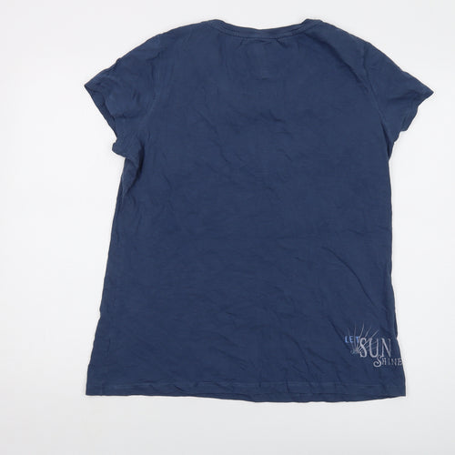 Fat Face Womens Blue Cotton Basic T-Shirt Size 18 Round Neck